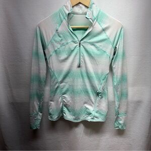 Athleta‎ Green and White Long Sleeve 1/4 Zip Top